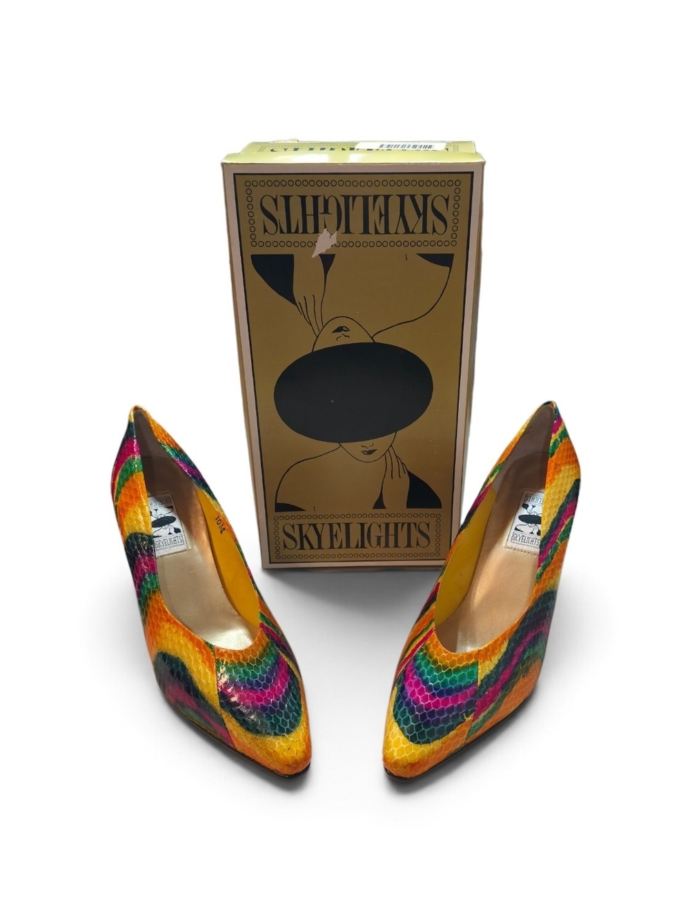Multicolor Pointed-Toe Pumps - Vibrant Yellow & Rainbow